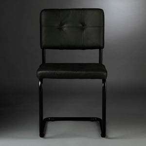 Carlos Dining Chair, black frame, leather british green matt