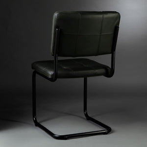 Carlos Dining Chair, black frame, leather british green matt