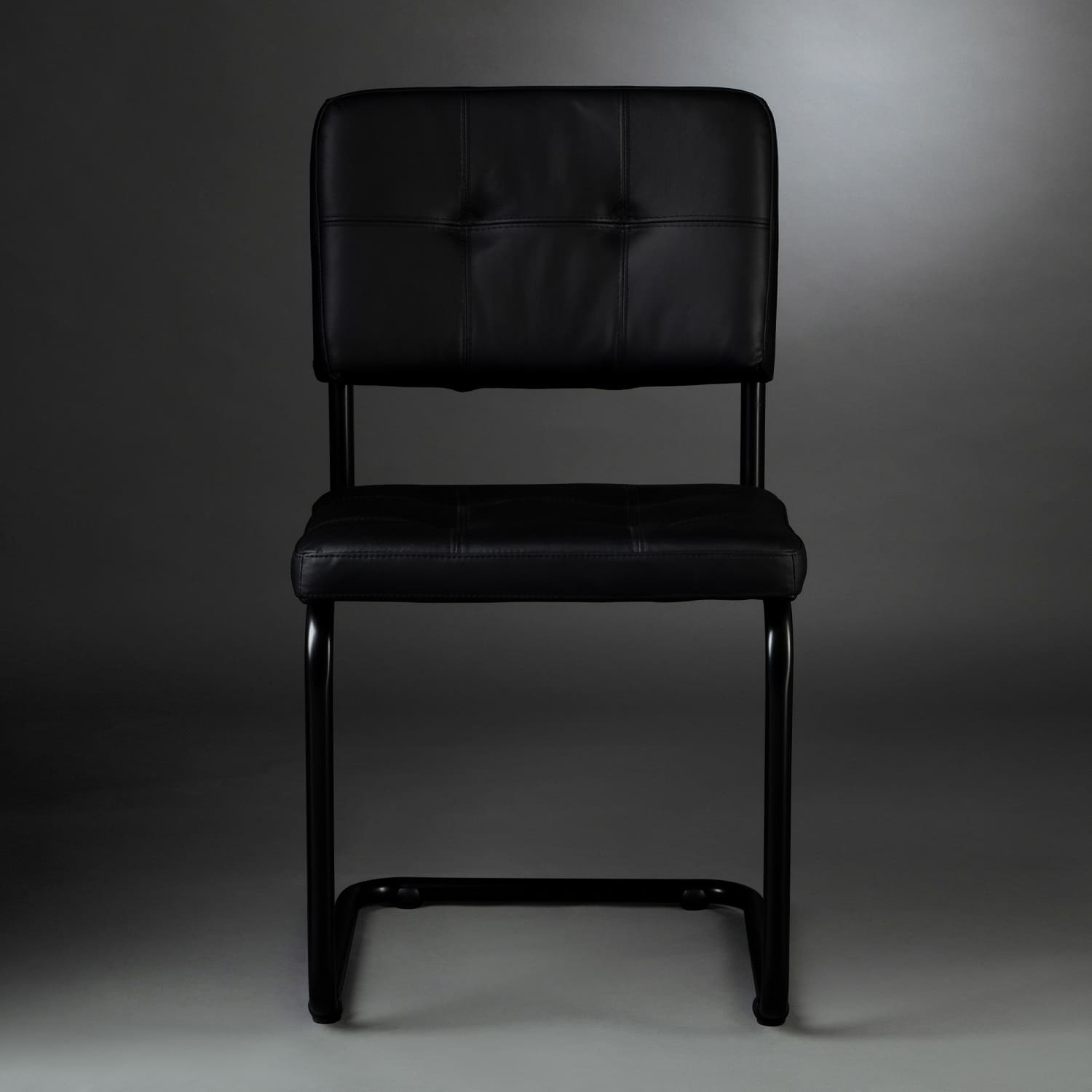 Carlos Dining Chair, black frame, leather black matt