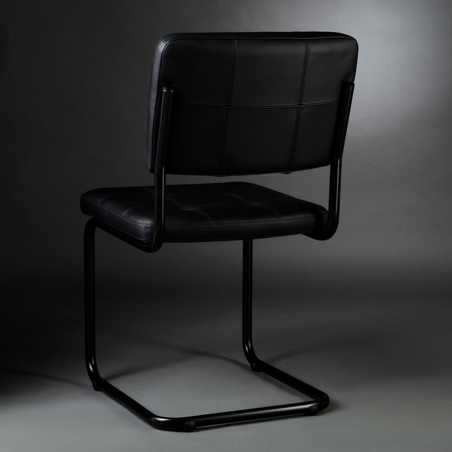 Carlos Dining Chair, black frame, leather black matt