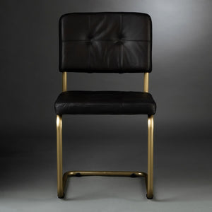 Carlos Dining Chair, brass frame, leather fumee matt
