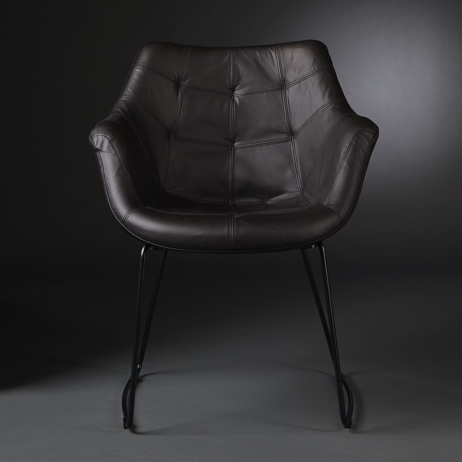 Chair Jason leather, Gun metal matt
