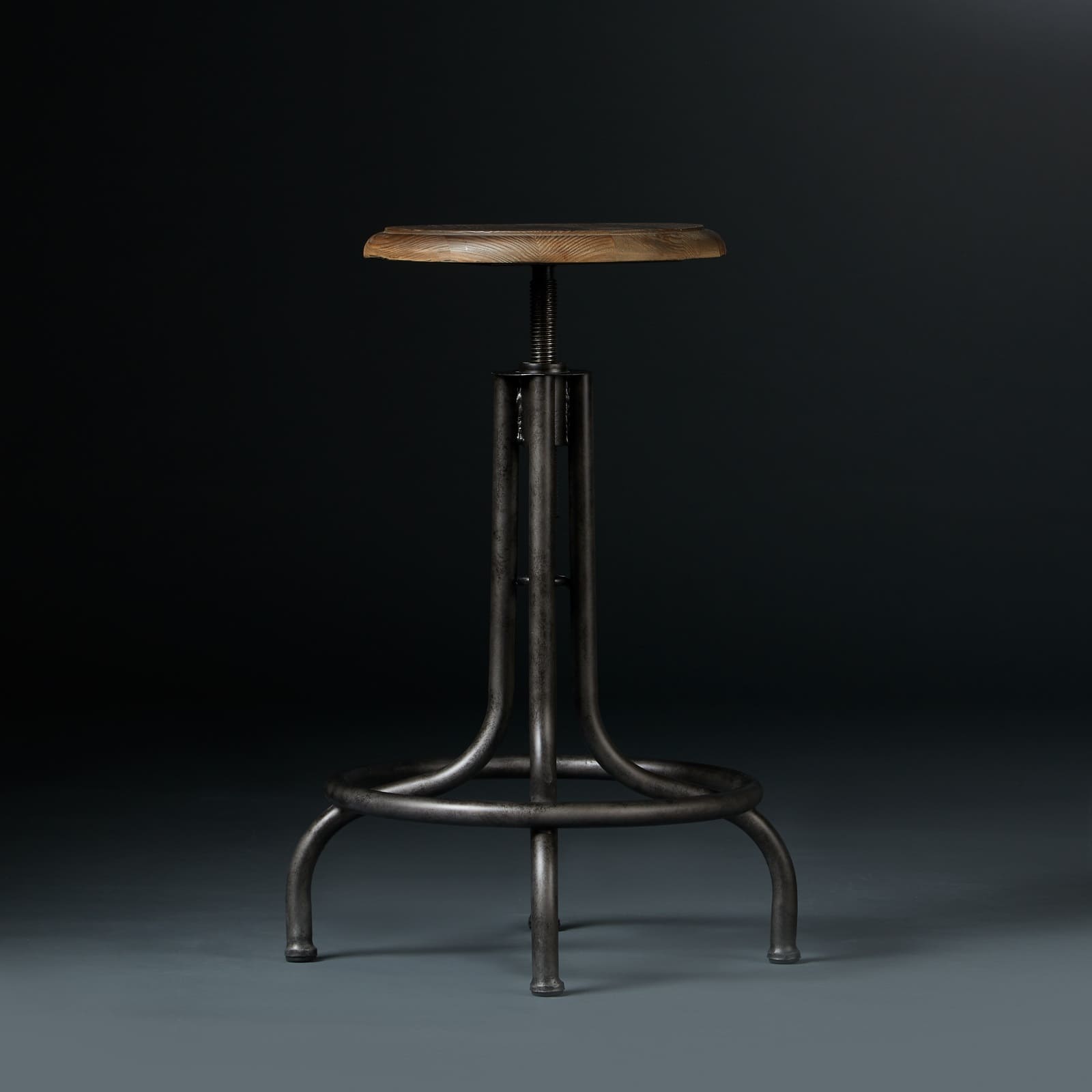 Industrial round barstool light brown