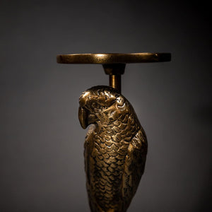 Bird candle holder - metal - antique gold - 43cm