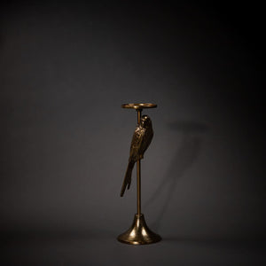 Bird candle holder - metal - antique gold - 43cm
