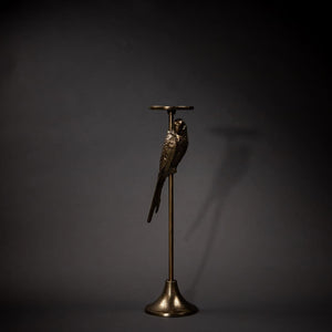 Bird candle holder - metal - antique gold - 53cm